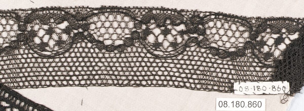 Piece, Bobbin lace, Point de Paris, silk, French