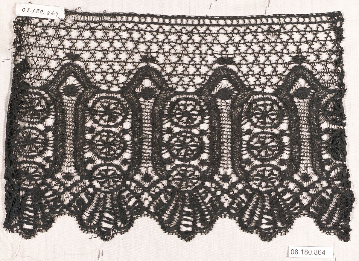 Piece, Silk, bobbin lace, German, Saxony