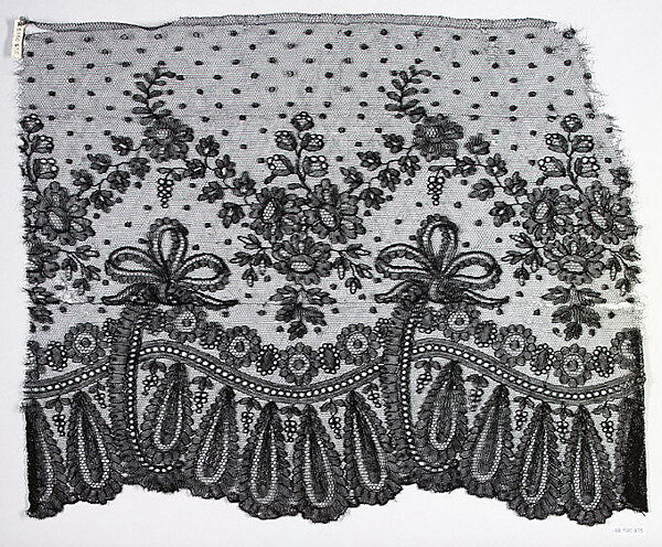 Piece, Bobbin lace, French, Chantilly 