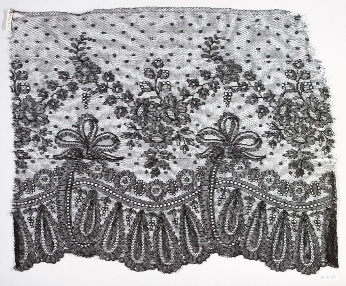 Piece, Bobbin lace, French, Chantilly
