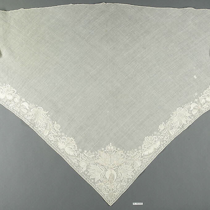 Kerchief, Drawnwork, German, Dresden 