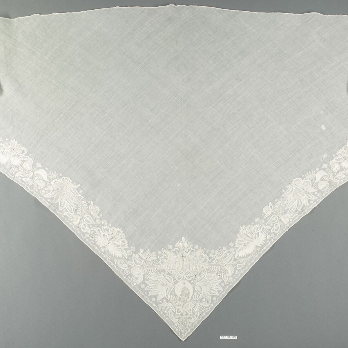 Kerchief, Drawnwork, German, Dresden
