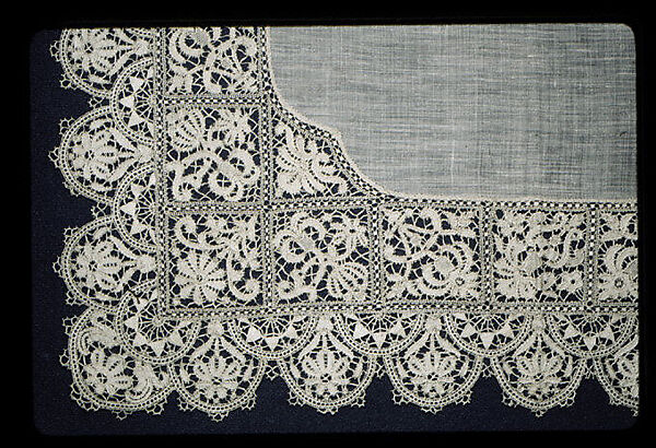 Handkerchief, Bobbin lace, German, Dresden 