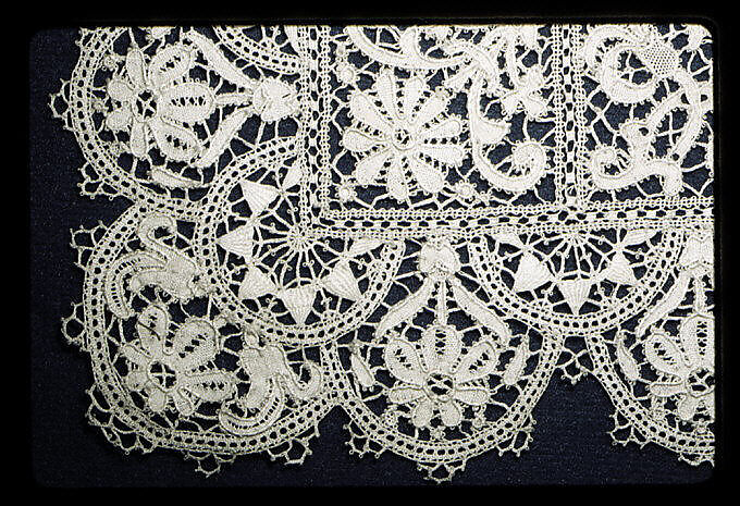 Handkerchief, Bobbin lace, German, Dresden