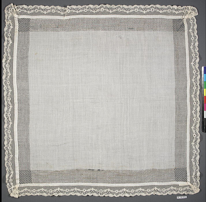 Handkerchief, Drawnwork, bobbin lace, British 
