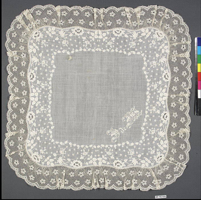 Handkerchief, Valenciennes bobbin lace, French 
