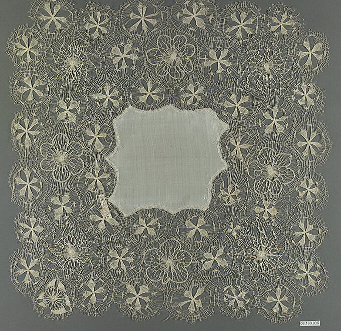 Handkerchief, Silk, embroidered net, Paraguayan 