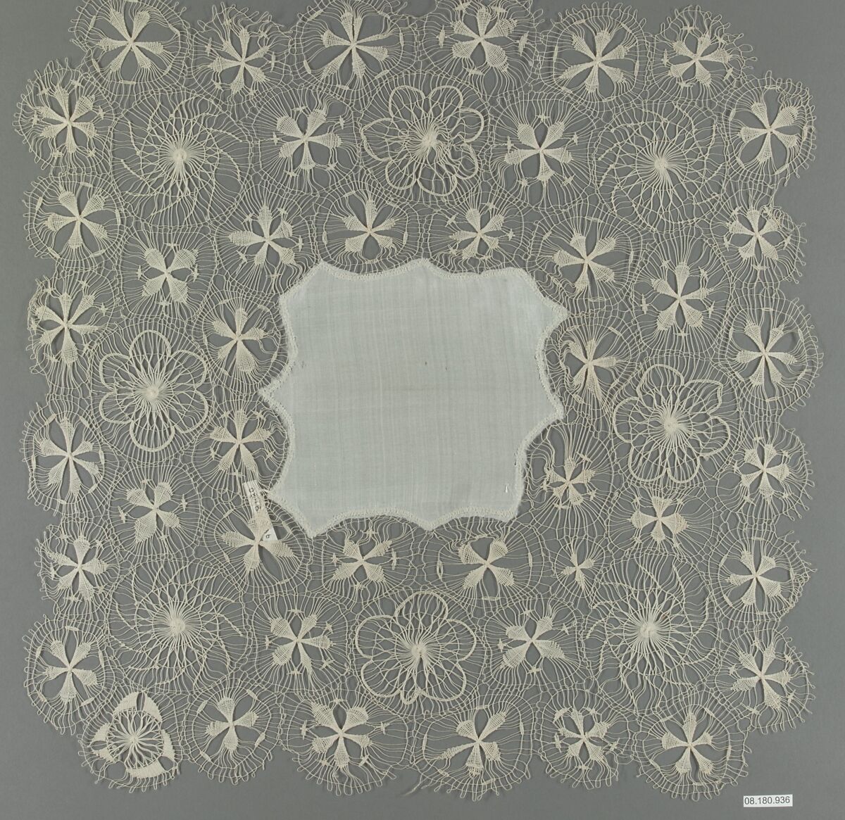 Handkerchief, Silk, embroidered net, Paraguayan
