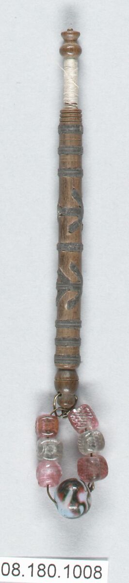 Bobbin, Wood, metal and beads, British 