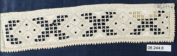 Cuffs (one of a pair), Cutwork, Norwegian, Hardanger 