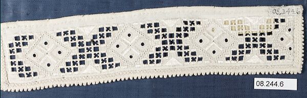 Cuffs (one of a pair), Cutwork, Norwegian, Hardanger