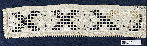 Cuffs (one of a pair), Cutwork, Norwegian, Hardanger 