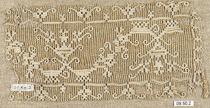 Fragment, Embroidered net, buratto, punto à rammendo, Italian 
