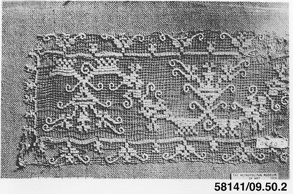 Fragment, Embroidered net, buratto, punto à rammendo, Italian