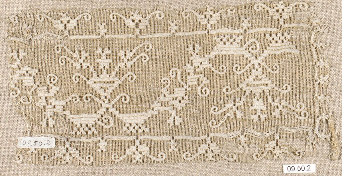 Fragment, Embroidered net, buratto, punto à rammendo, Italian