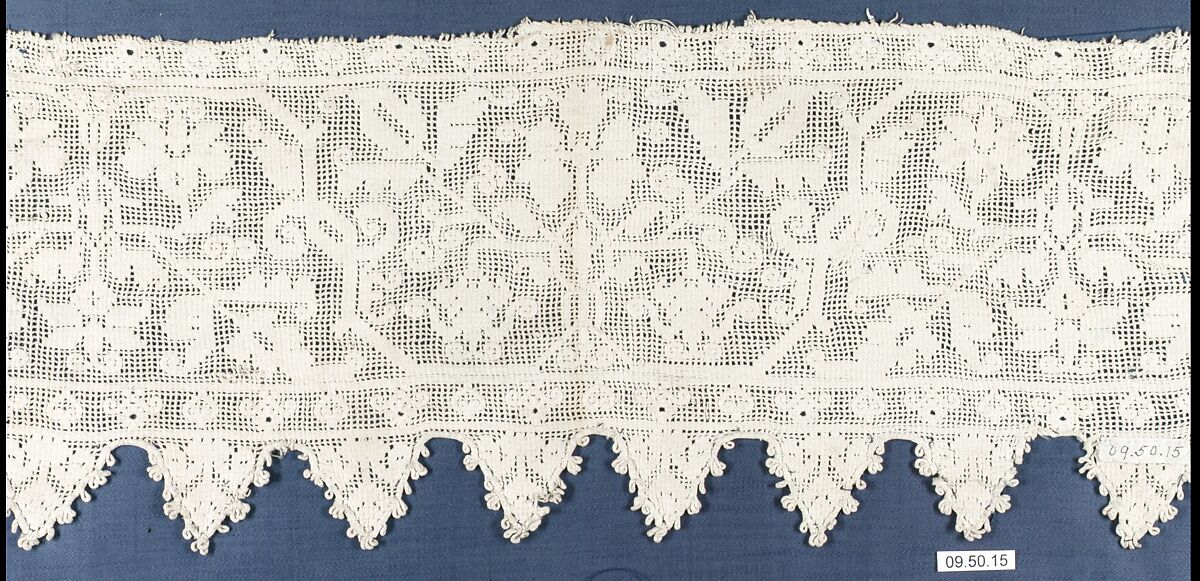 Fragment, Embroidered net, buratto, punto à rammendo, German