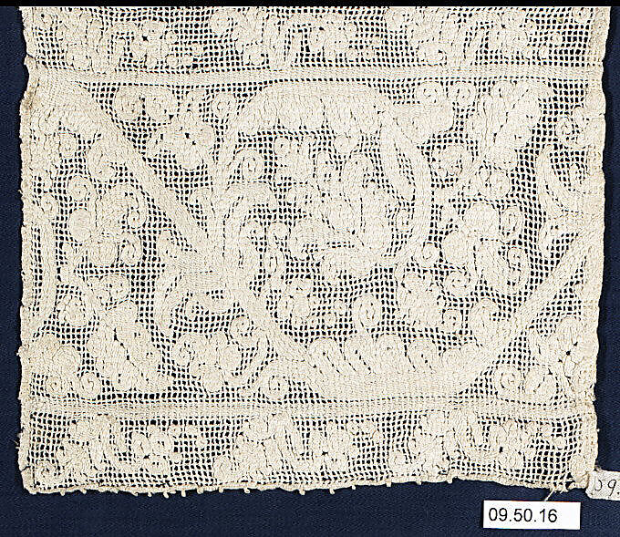Fragment, Embroidered net, buratto, punto à rammendo, German 