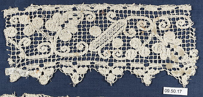 Fragment, Embroidered net, punto à rammendo, German 