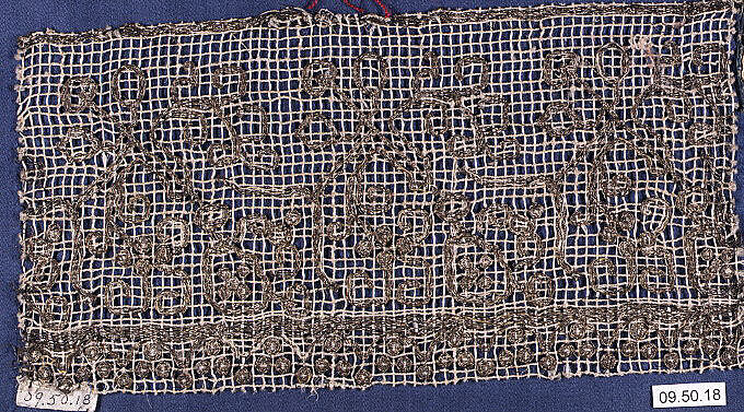 Fragment, Embroidered net, punto à rammendo, Italian 
