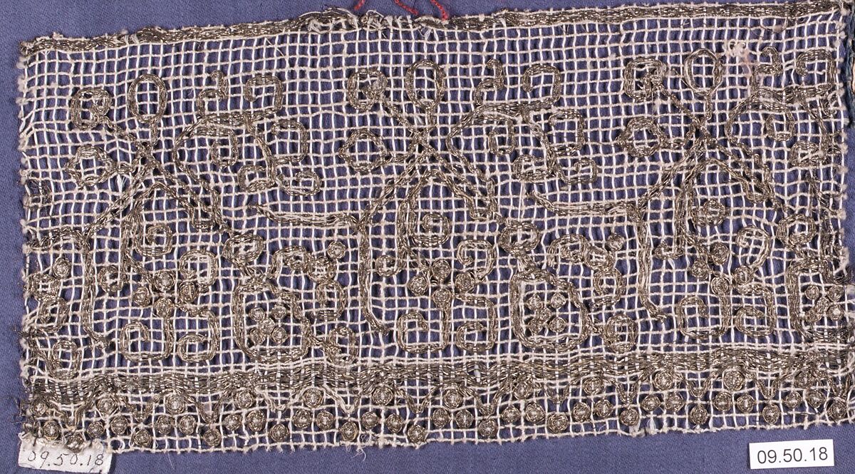 Fragment, Embroidered net, punto à rammendo, Italian