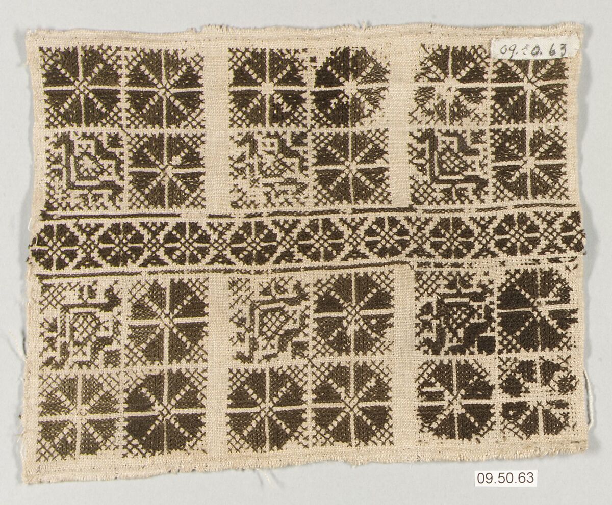 Fragment, Linen and silk, Central European