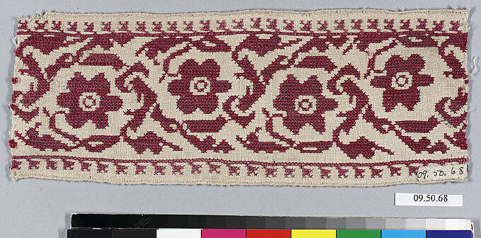 Fragment, Silk on linen, Italian or Greek 