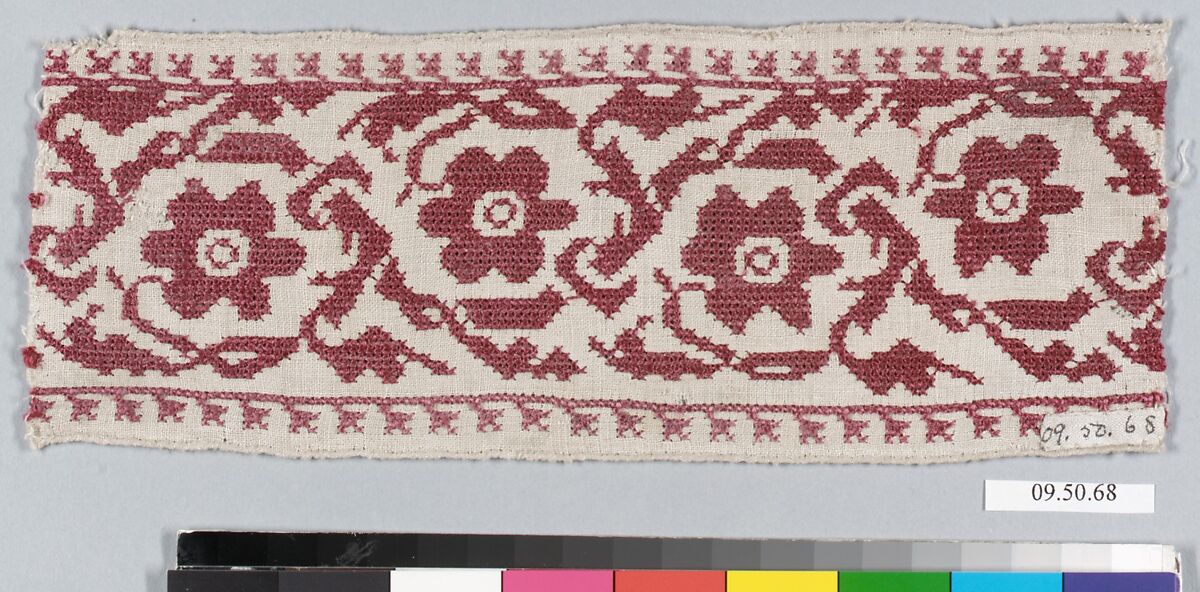 Fragment, Silk on linen, Italian or Greek