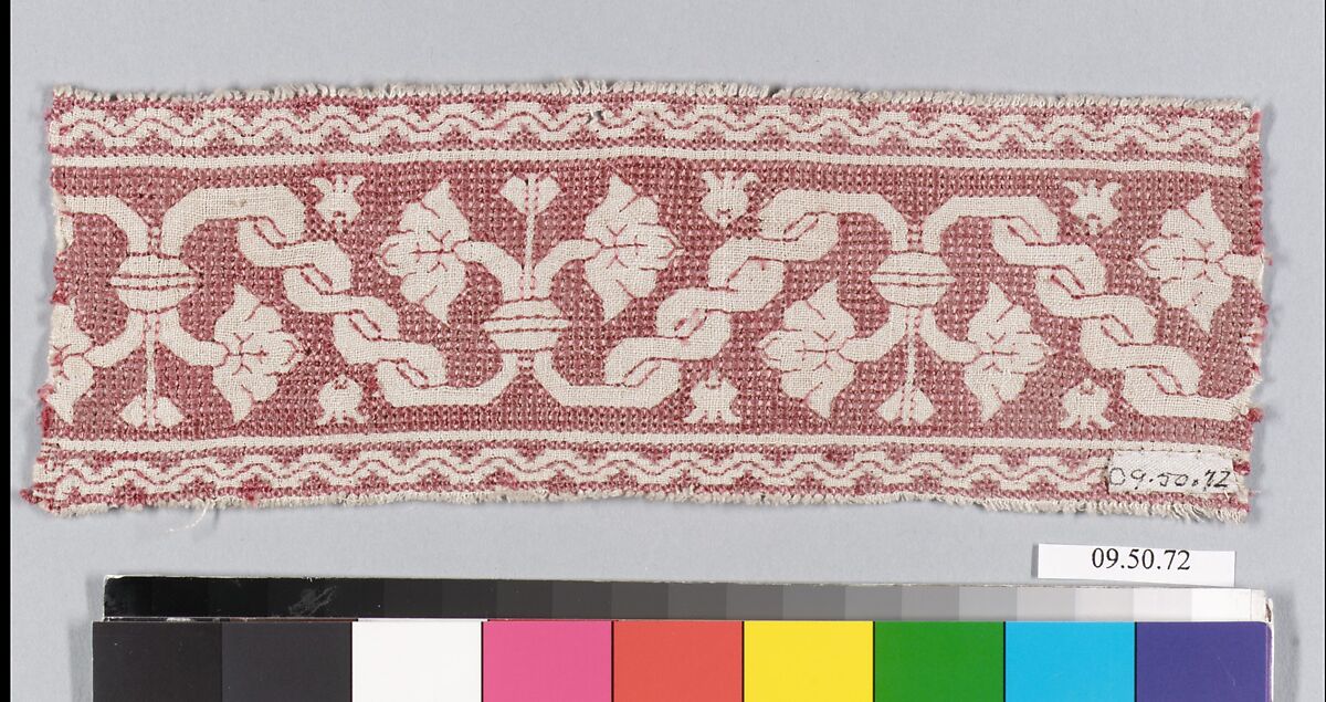 Border, Drawnwork, linen and silk, Italian or Greek