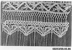 Fragment, Bobbin lace, fringe, Italian 