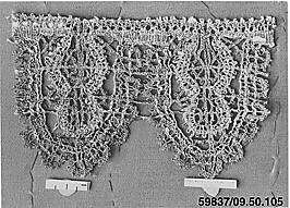 Fragment, Metal thread, bobbin lace, Italian