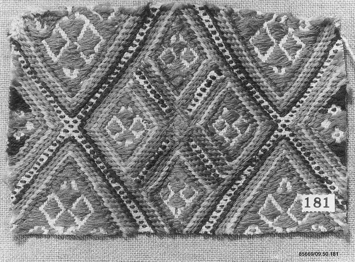 Peasant costume fragment, Wool on canvas, Albanian or Montenegrin 