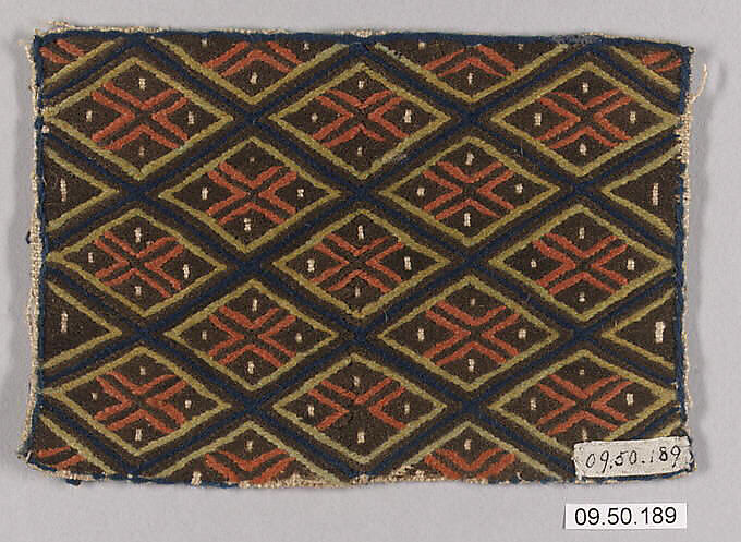 Peasant costume fragment, Wool on canvas, Albanian or Montenegrin 