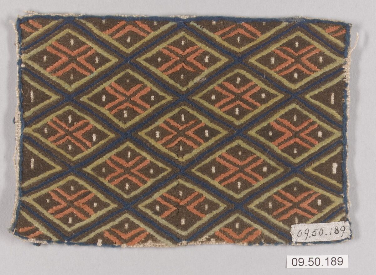 Peasant costume fragment, Wool on canvas, Albanian or Montenegrin