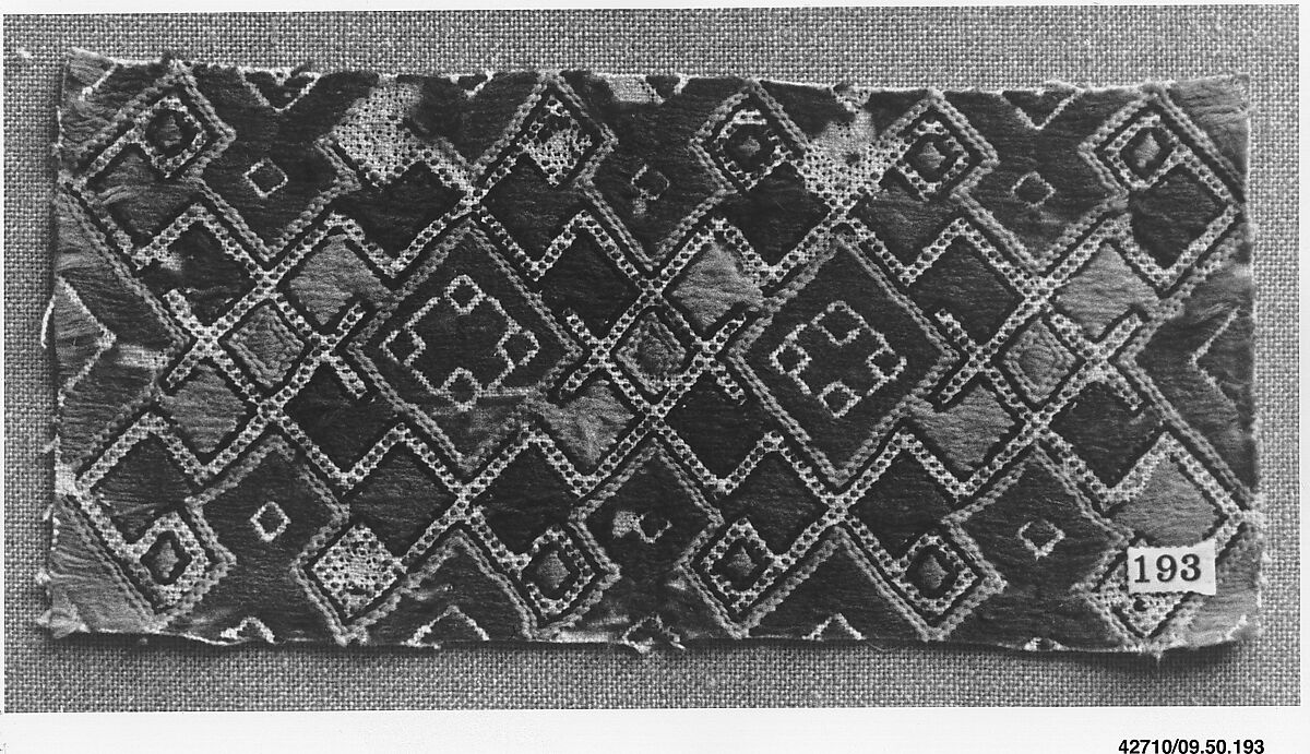 Peasant costume fragment, Wool on canvas, Albanian or Montenegrin 