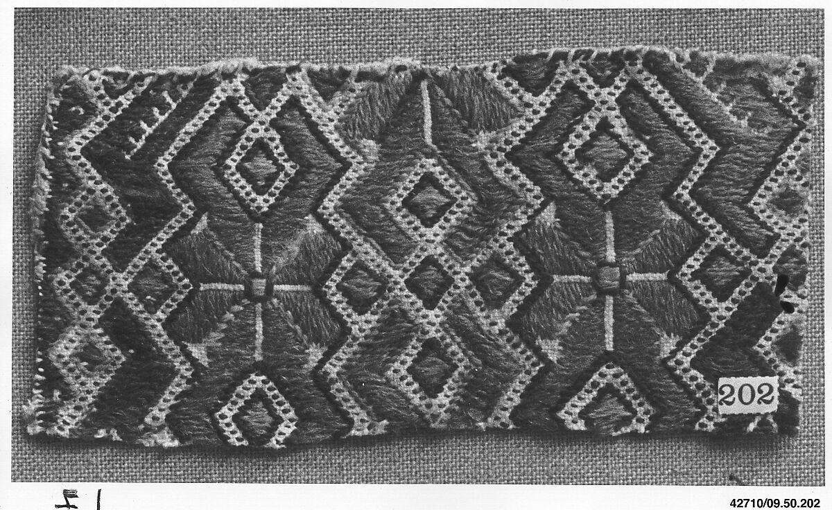 Peasant costume fragment, Wool on canvas, Albanian or Montenegrin 