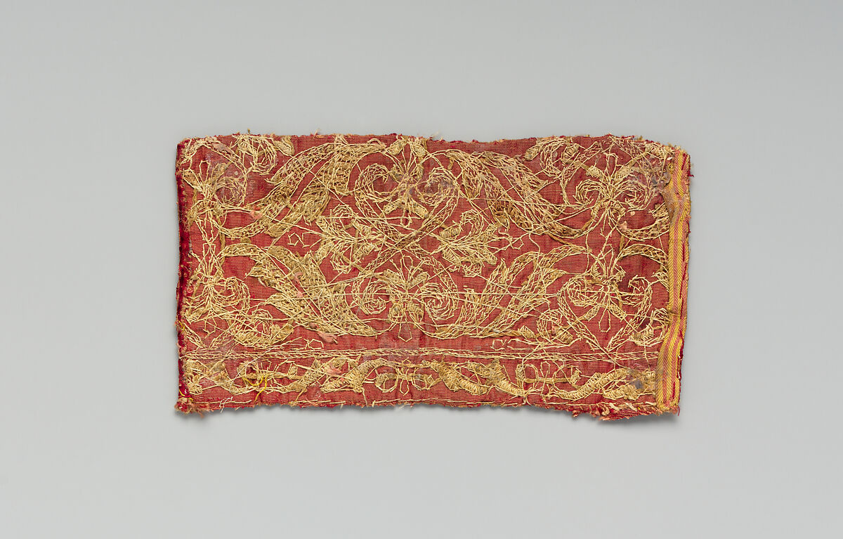 Fragment, Velvet, silk and metal thread, Italian