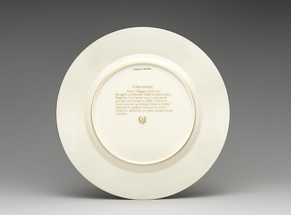 Cabinet Plate, Manufactured by Lenox, Incorporated (American, Trenton, New Jersey, established 1889), Ceramic, porcelain, enamel decoration, and gold, American