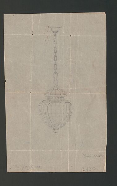 Original sketch for Chandelier, Tiffany Studios (1902–32), Graphite on paper, American 
