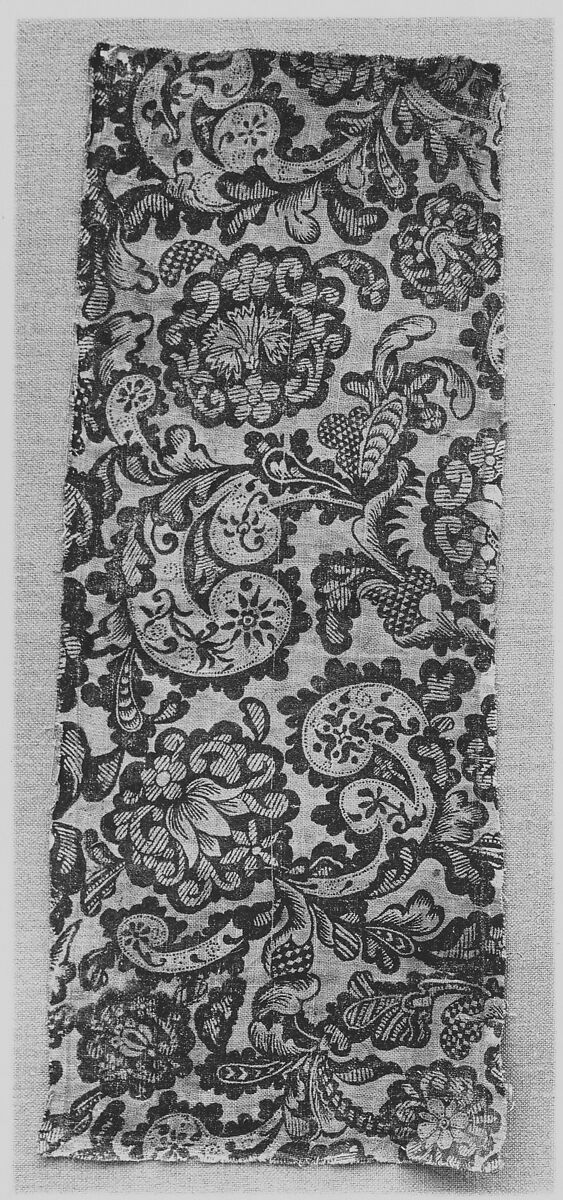 Fragment of printed linen, Linen, German 