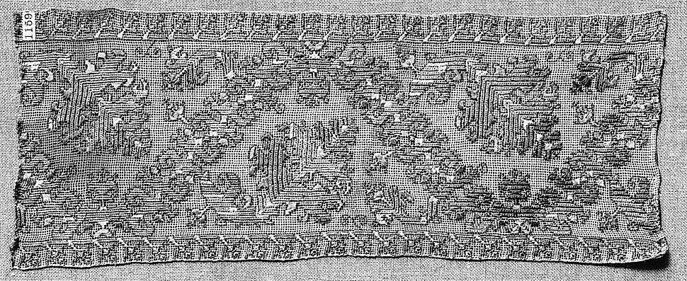 Fragment, Machine made lace, buratto, Italian, Abruzzi and Calabria 
