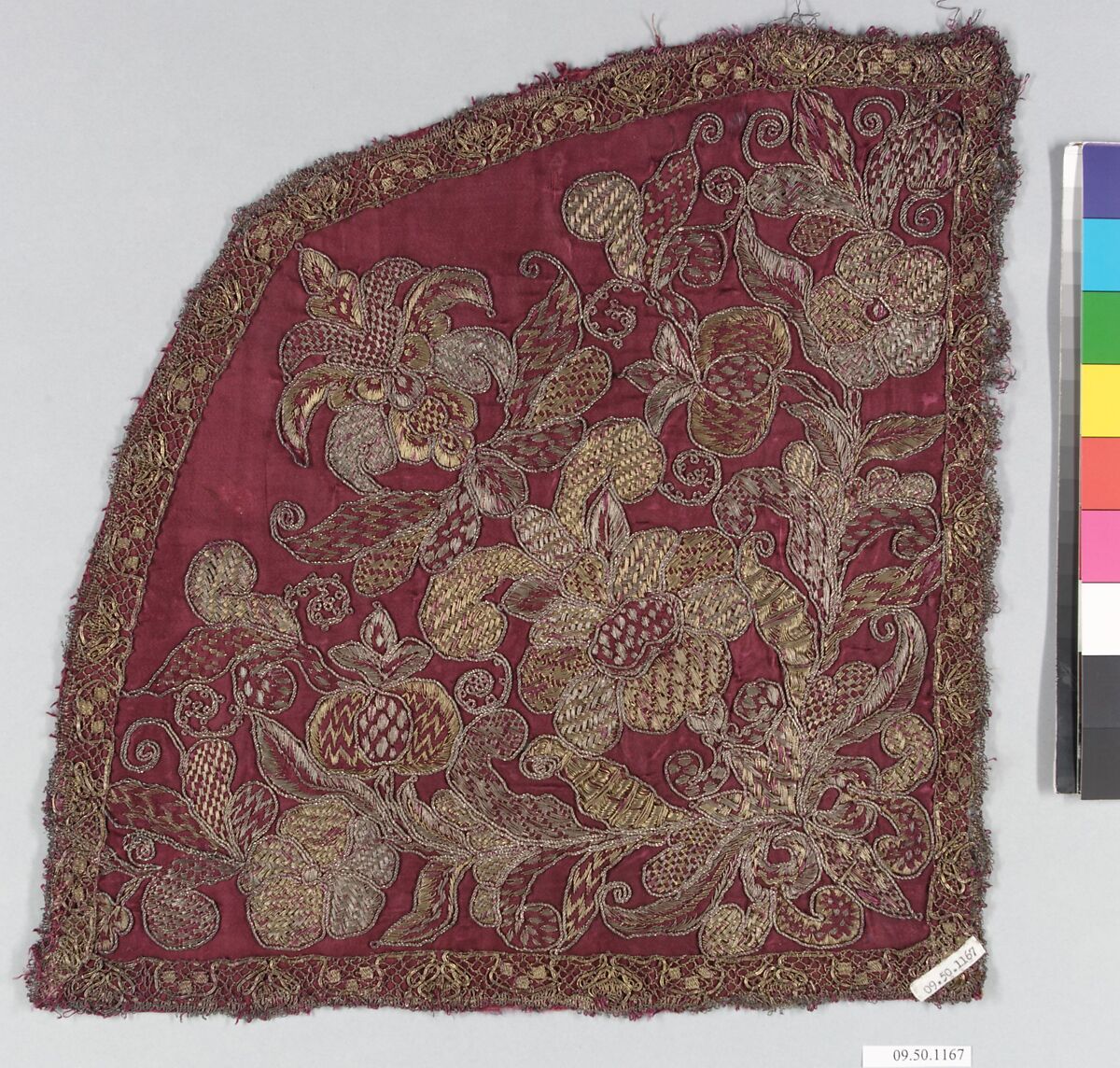 Panel, Silk, metal thread and metal lace on silk, Spanish