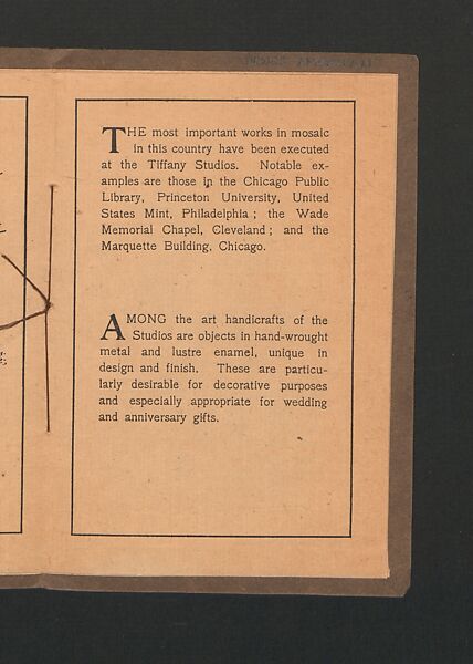 The work of Tiffany Studios, printed paper, American 