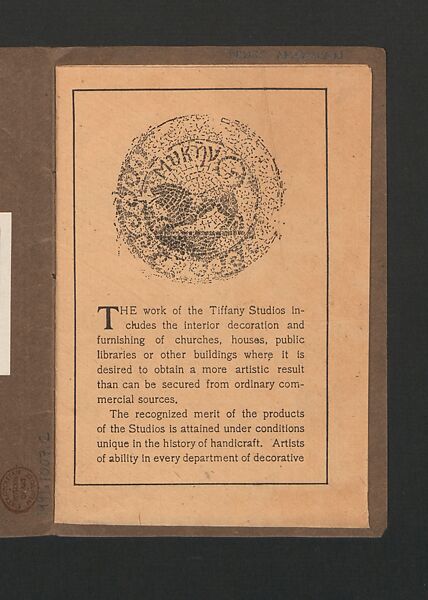 The work of Tiffany Studios, printed paper, American