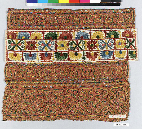 Detail from a headdress, Muslin and silk thread; bobbin lace, Hungarian 