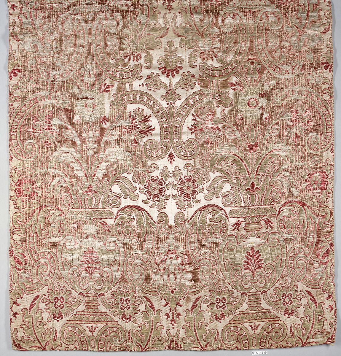 Piece, Silk and flat silver thread, Spanish