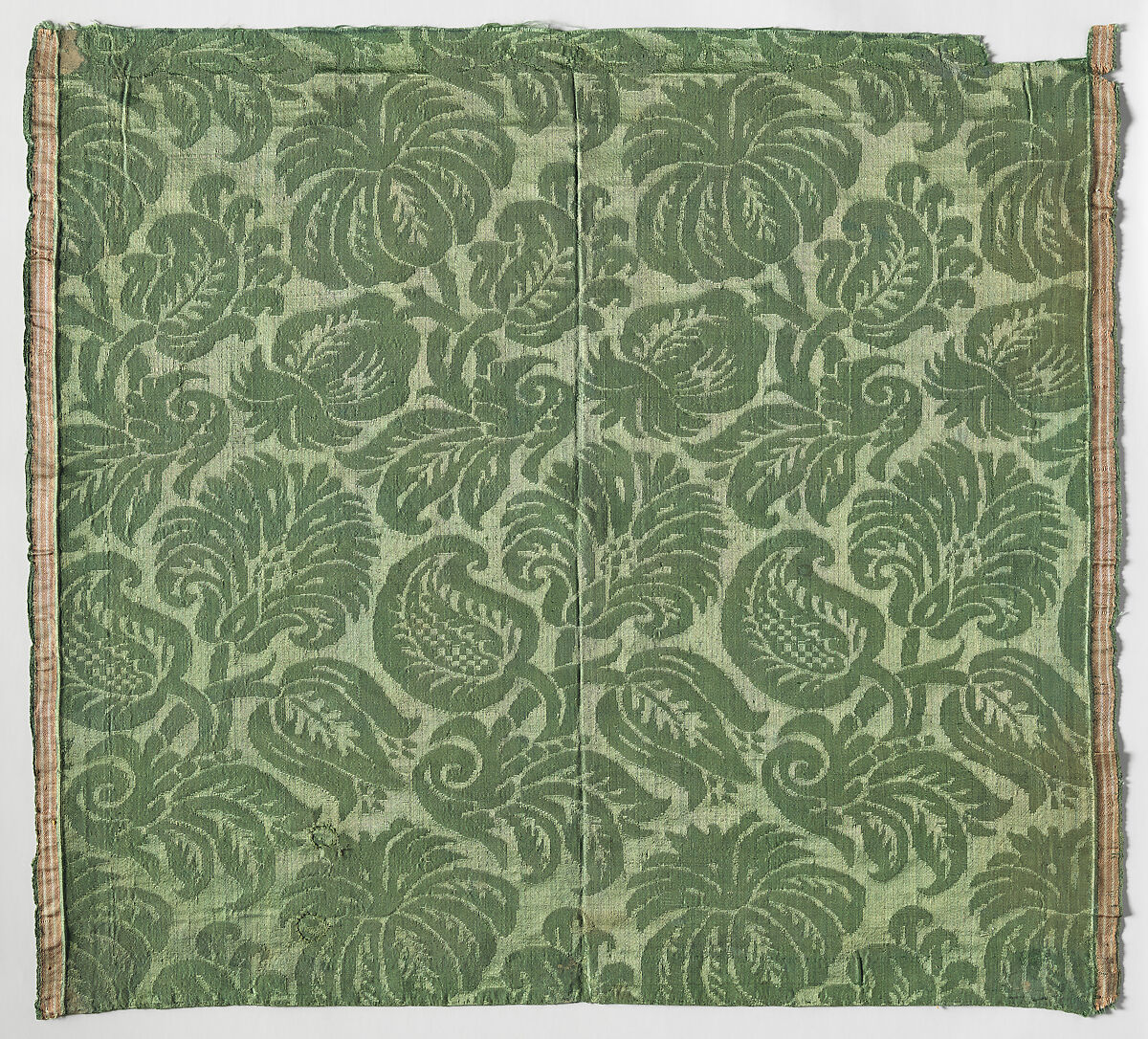 Green Silk Damask, Silk damask weave, Italian, Venice or Genoa 