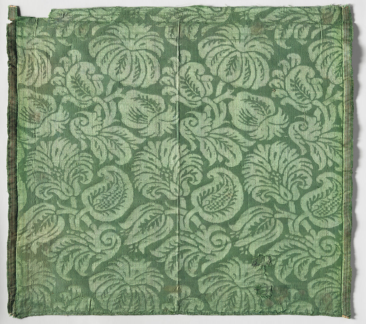 Green Silk Damask, Silk damask weave, Italian, Venice or Genoa