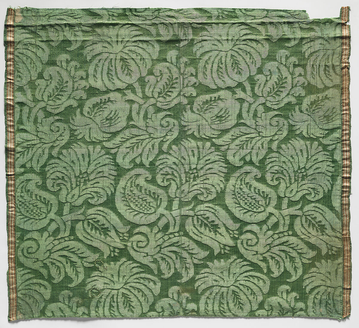 Green Silk Damask, Silk damask weave, Italian, Venice or Genoa