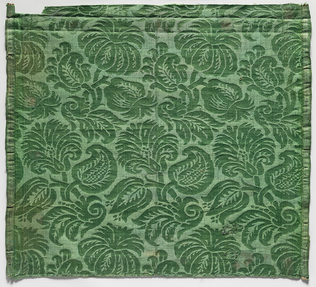 Green Silk Damask, Silk damask weave, Italian, Venice or Genoa