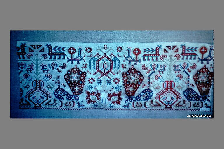 Border, Silk on linen, Greek Islands, probably Cephalonia 